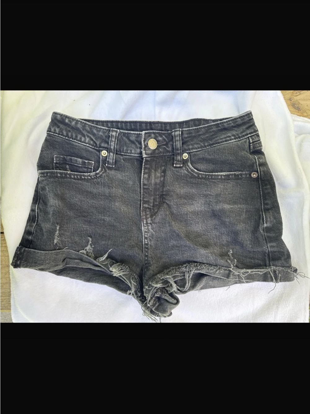 wild fable Washed Black Distressed Denim Shorts